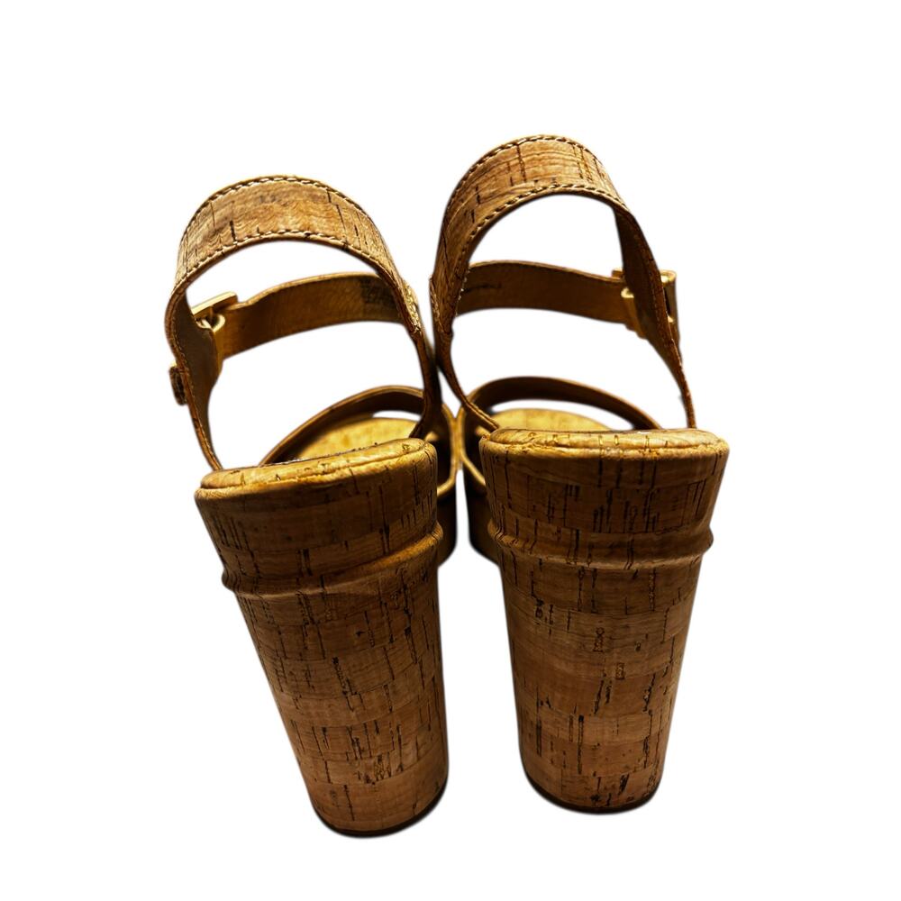Korks Women's Bardot II Buckle Cork Wedge Heels Size 9M Natural Casual Vacation - Picture 3 of 6